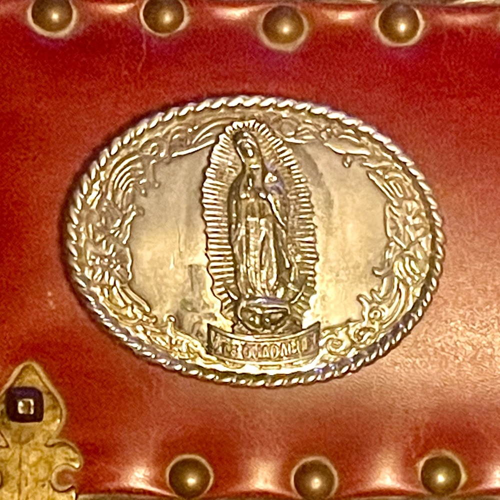 AWESOME Vintage belt buckle-Virgin Mary /Saint of Guadalupe